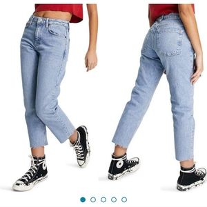 Topshop Raw Hem Crop Straight Leg Jeans